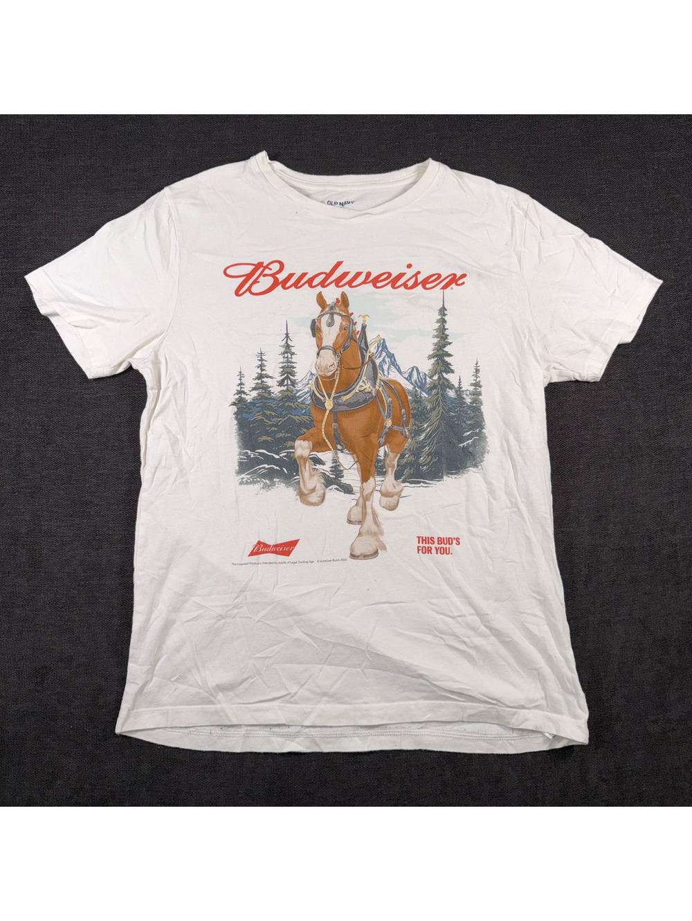 Old Navy Budweiser Graphic T-Shirt Medium White